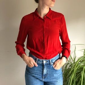 100% Silk Jones New York red blouse